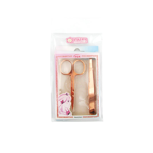 Zakura Beauty Scissors + Eyebrow Clip 2pcs
