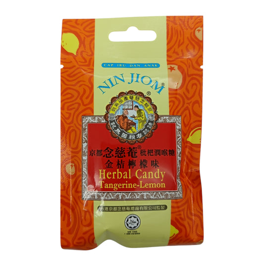 Ninjiom Herbal Candy Tangerine-Lemon 20g – citrus-flavored herbal lozenges for throat relief, available at Zakura Global.