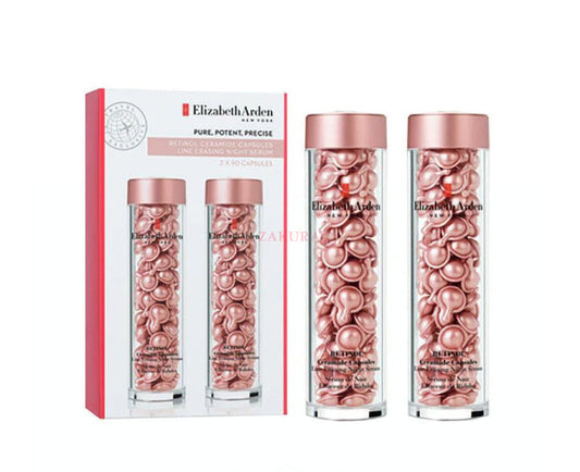 Elizabeth Arden Ceramide Retinol Night Capsules – Anti-aging serum in 60 or 180 capsules, available at Zakura Global