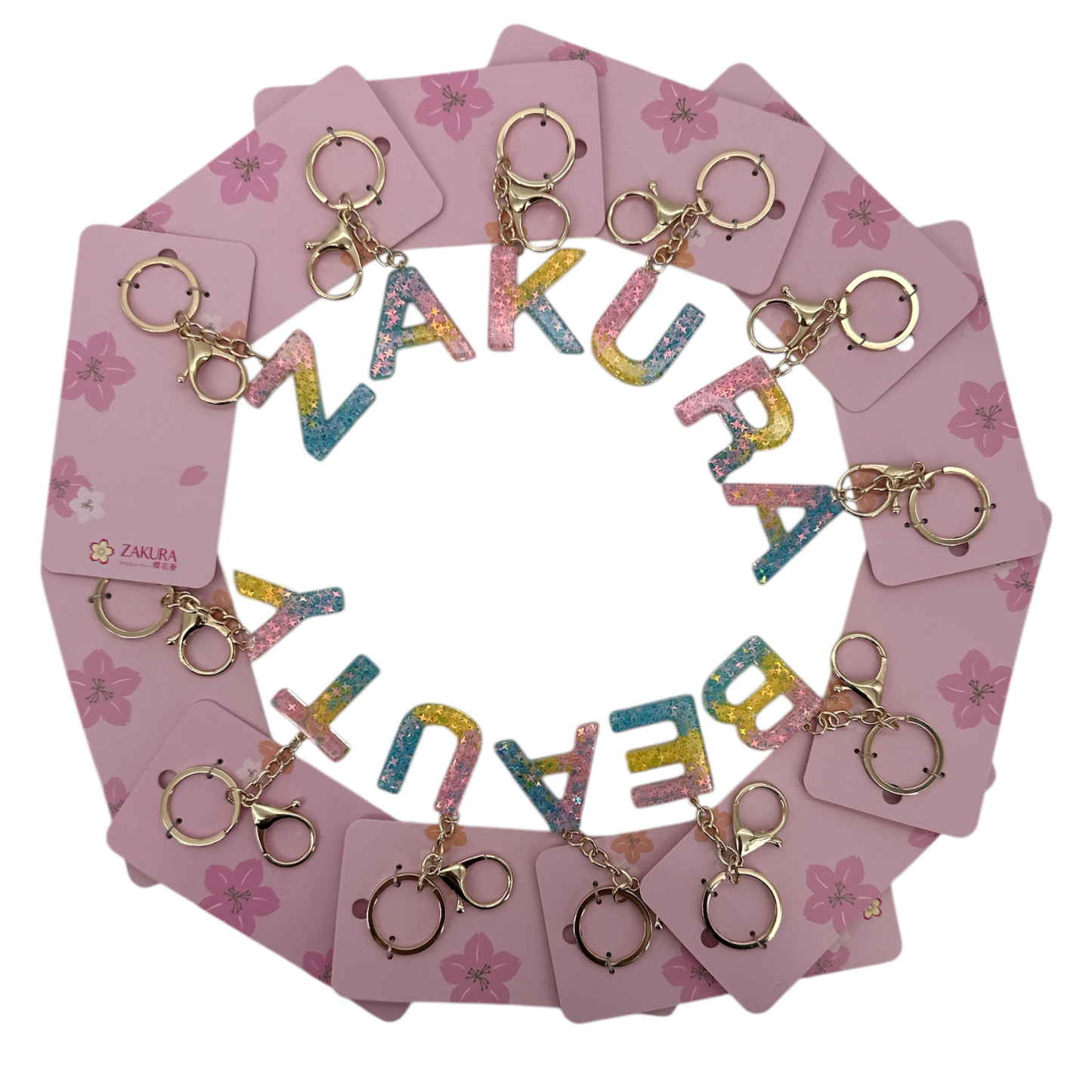 Custom initial keychain by Zakura – stylish letter keyring 1pc