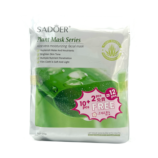 SADOER Aloe Vera Moisturizing Facial Mask 10+2pcs