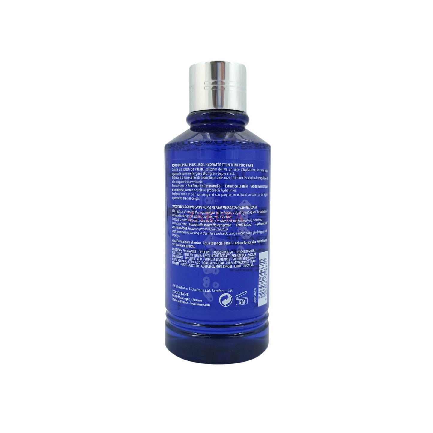 L'Occitane Immortelle Precious Essential Water – 200ml toner bottle, available at Zakura Global for hydrating and anti-aging skincare.