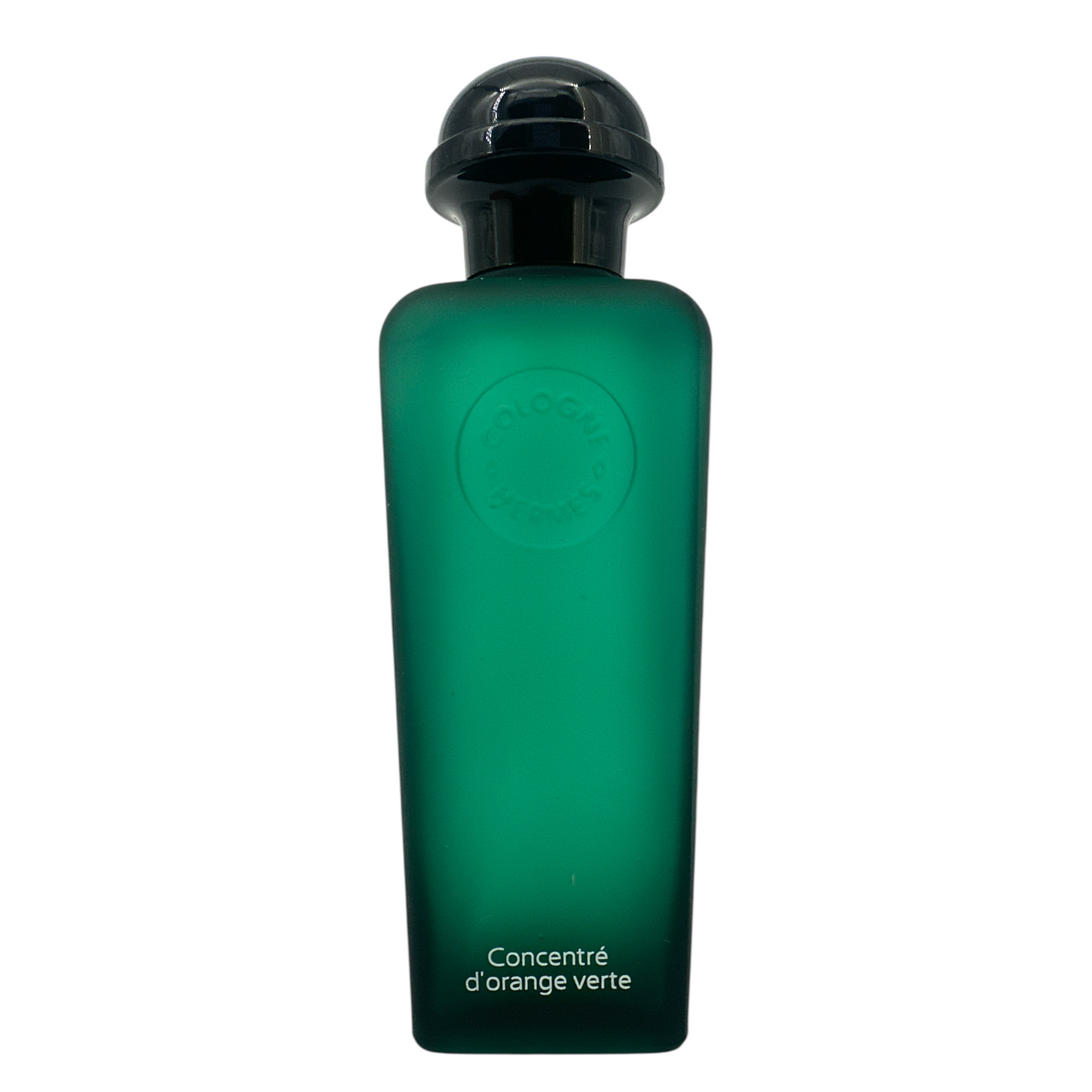 Hermes Concentre D'Orange Verte Eau De Toilette 100ml bottle, featuring a sleek green glass design with a black cap, representing a fresh citrus fragrance for men and women, available at Zakura Global.