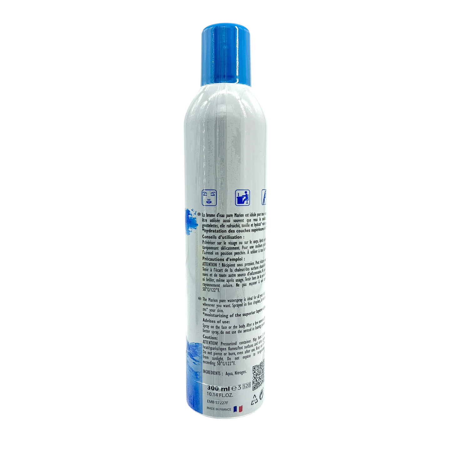 Marion Brume d’Eau Pure Water Spray – 300ml bottle for face and body hydration, available at Zakura Global.