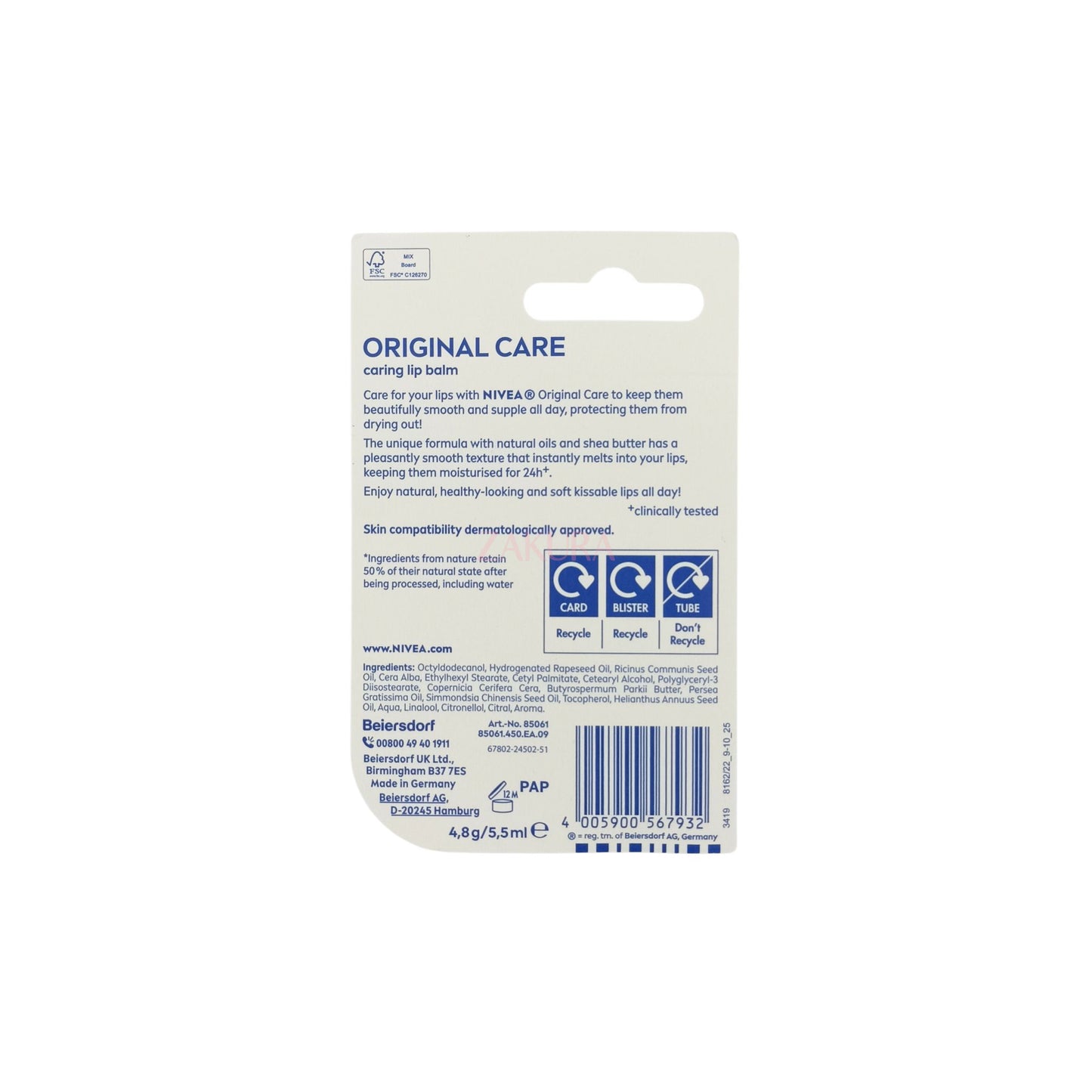 Nivea Lip Balm 4.8g (Essential Care/Soft Rose Caring/Hydro Care)