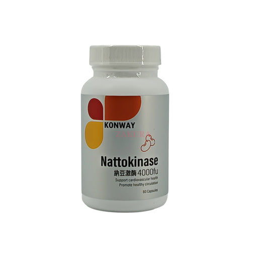 Konway Nattokinase 4000FU – Japanese heart health supplement with 60 capsules, available at Zakura Global.