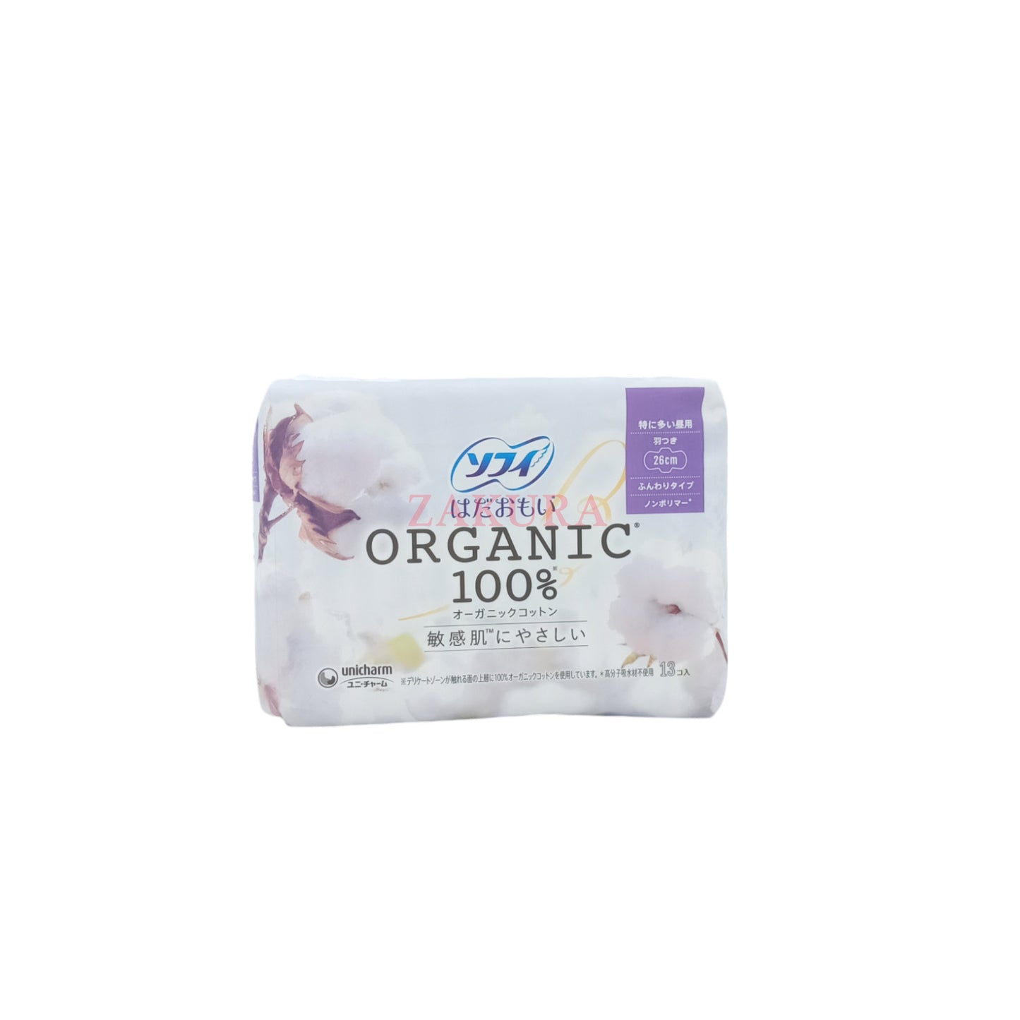 Unicharm Sofy Organic Cotton 26Cm With Wing 13pcs