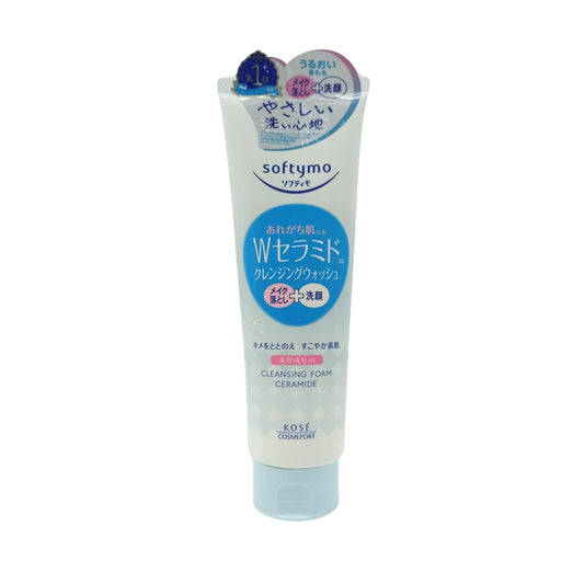 Kose Softymo Ceramide Cleansing Foam – 190g gentle foaming cleanser with ceramides and coix seed extract, available at Zakura Global.