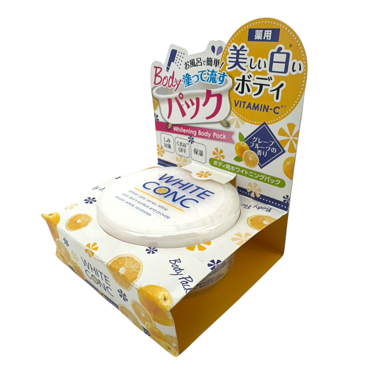 White Conc Whitening Body Pack – brightening body mask with vitamin C and placenta for smoother, even-toned skin, available at Zakura Global.