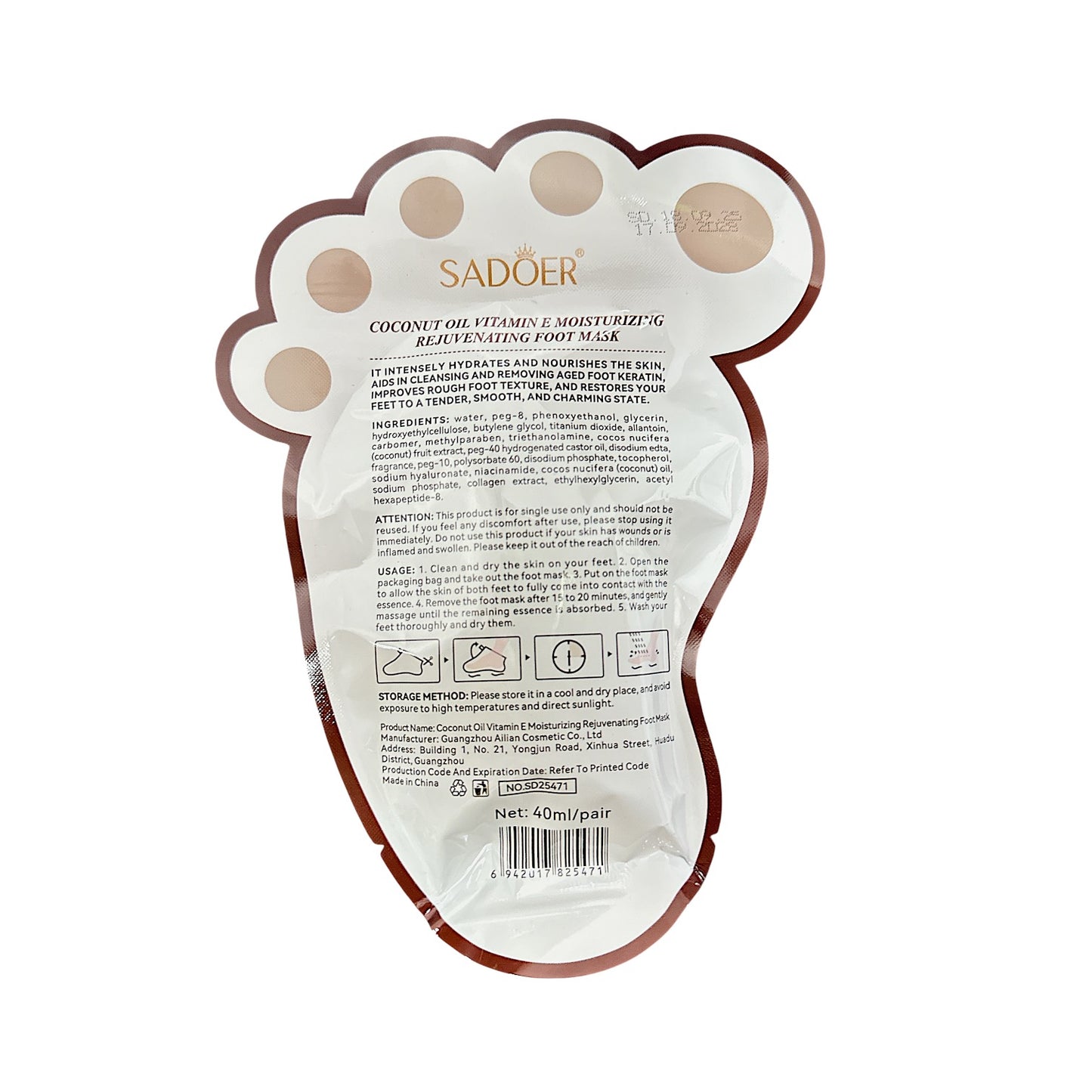 SADOER Coconut Oil Vitamin E Moisturizing Foot Mask 1 Pair – Zakura Global