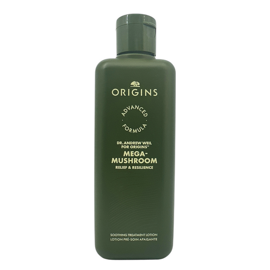 Origins Mega-Mushroom Treatment Lotion 200ml – calming liquid lotion for sensitive skin, available at Zakura Global.