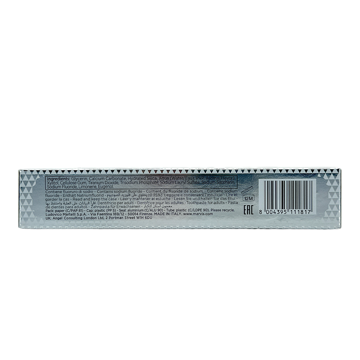 Marvis Smokers Whitening Toothpaste – mint-flavored whitening toothpaste for smokers, 85ml tube, available at Zakura Global.