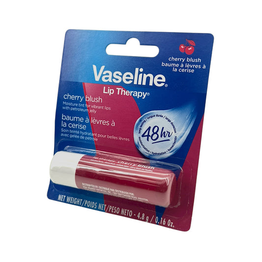 Vaseline Cherry Blush Lip Stick 4.8g by Zakura Global – moisturizing lip balm with cherry tint for soft, hydrated lips.