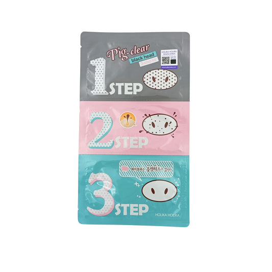 Holika Holika Pig-Nose Clear Blackhead 3-Step Kit – Korean skincare nose strips available at Zakura Global