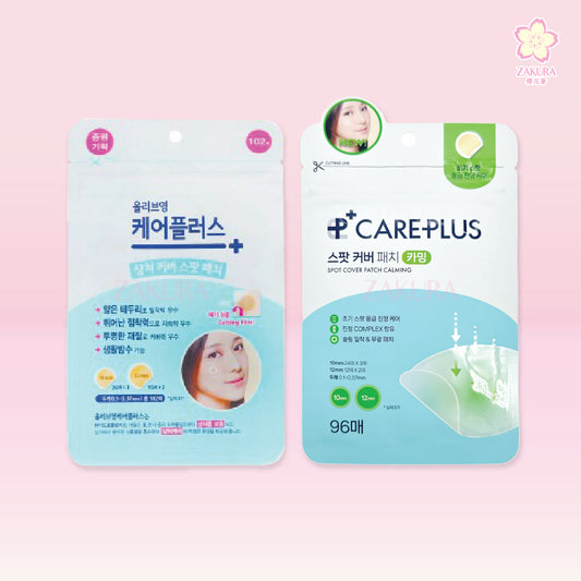 Olive Young Care Plus Scar Cover Spot Patch 102pcs – hydrocolloid acne patches in two sizes for fast healing, available at Zakura Global.