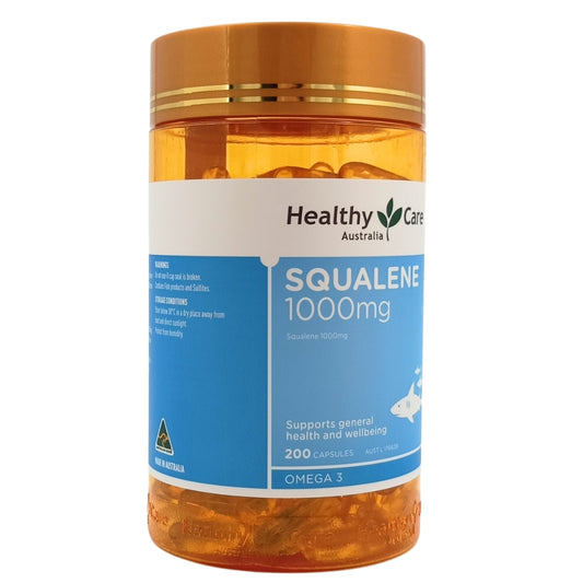 Healthy Care Squalene 1000mg 200 Capsules – shark liver oil antioxidant supplement for immune and skin health