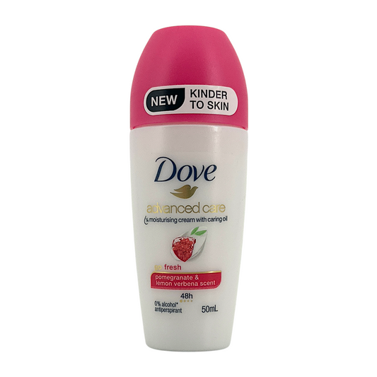 Dove Roll On Pomegranate and Lemon Verbena 50ml – fruity deodorant with gentle care, available at Zakura Global.