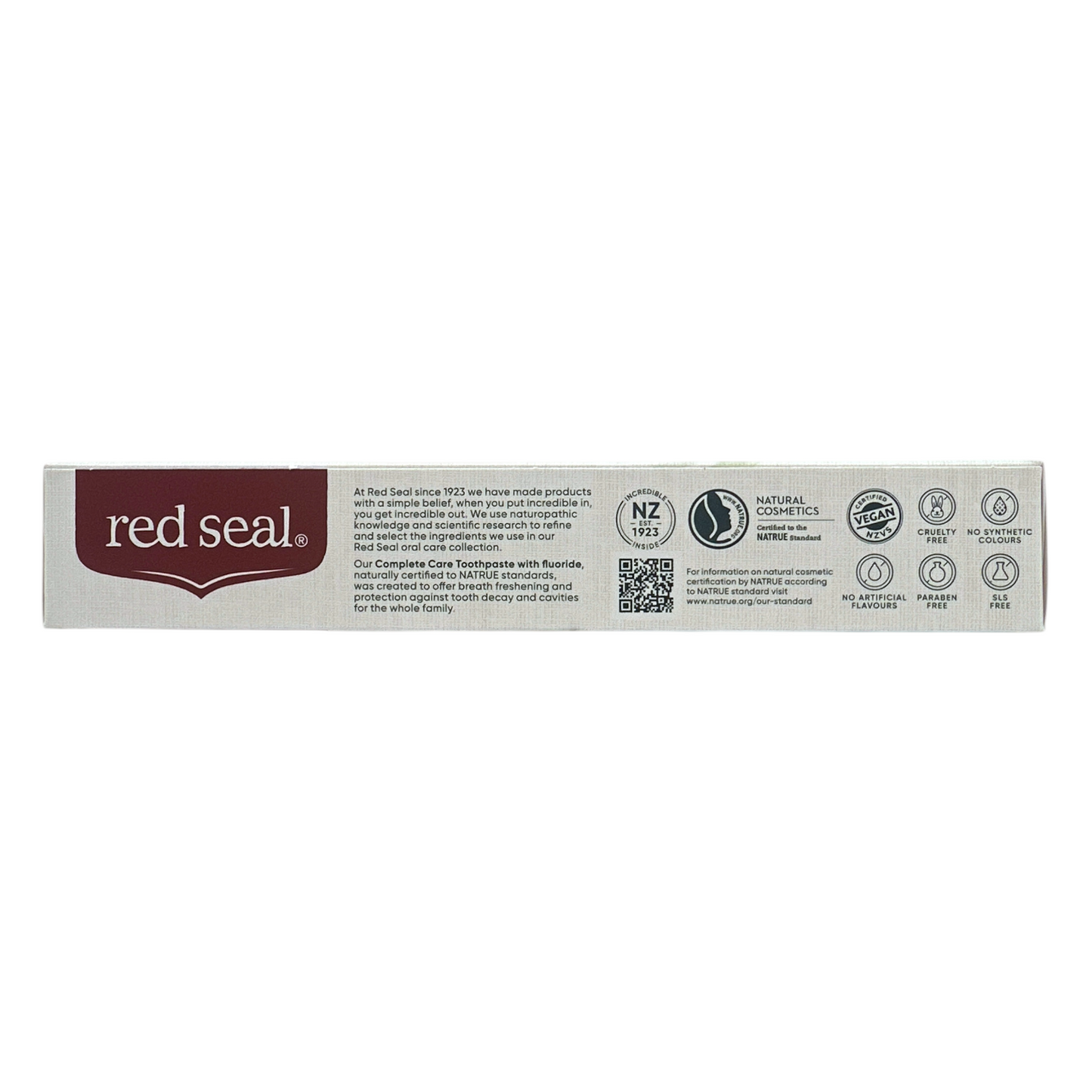 Red Seal Complete Care Fluoride Toothpaste 100g – mild mint flavor with cavity protection and herbal extracts, available at Zakura Global.