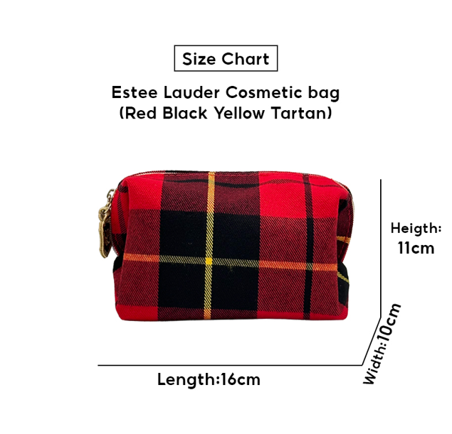 Estee Lauder Cosmetic bag (Red Black Yellow Tartan) 1pc
