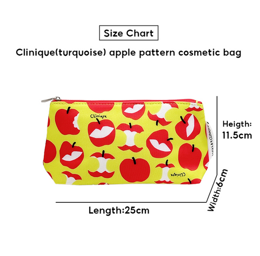 Clinique (turquoise) apple pattern cosmetic bag 1pc