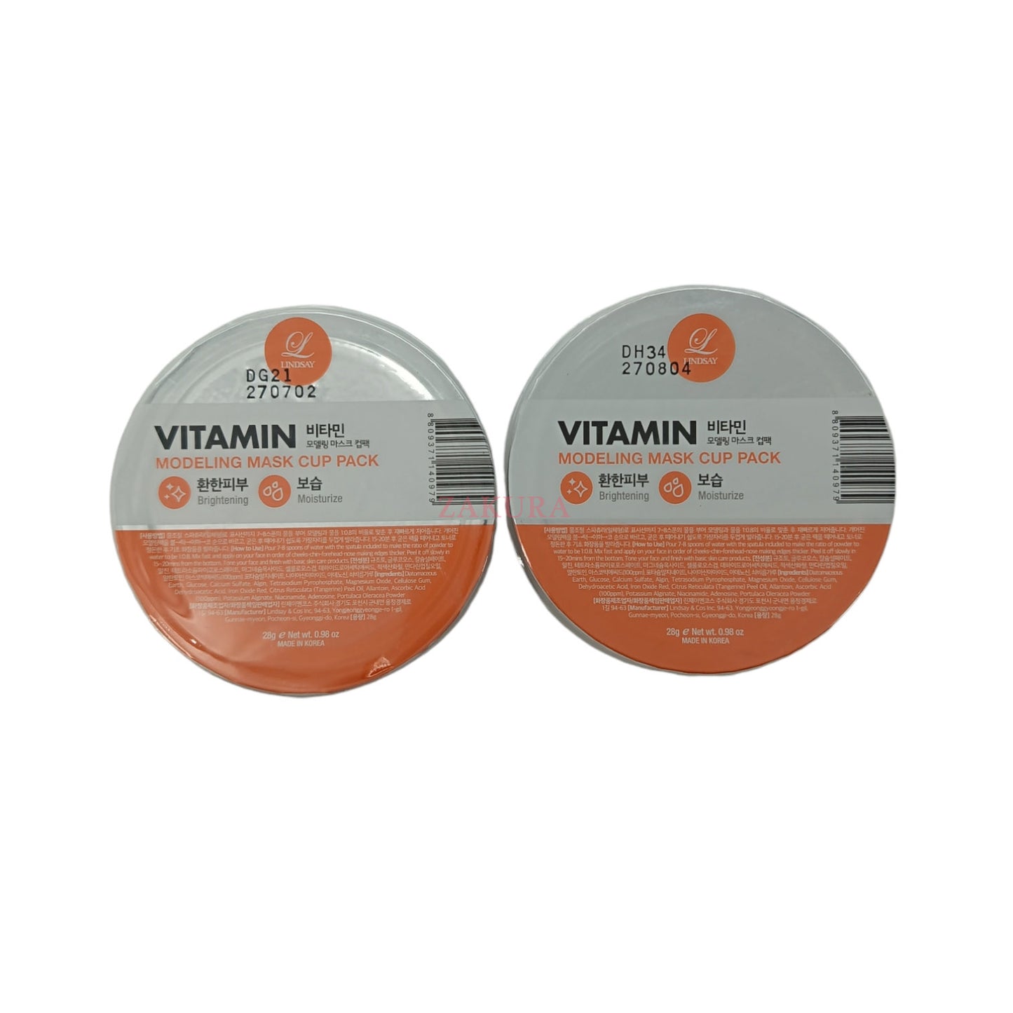 Lindsay Disposable Modeling Mask Cup Pack-Vitamin (Twin) 2pcs