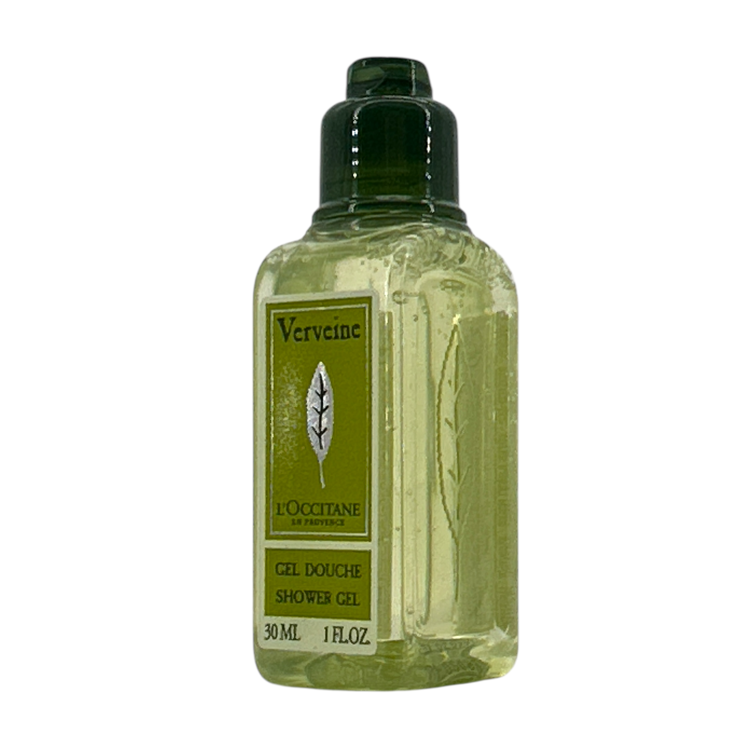 L'Occitane Verbena Shower Gel – 30ml in travel-size packaging with citrus and herbal ingredients, available at Zakura Global.