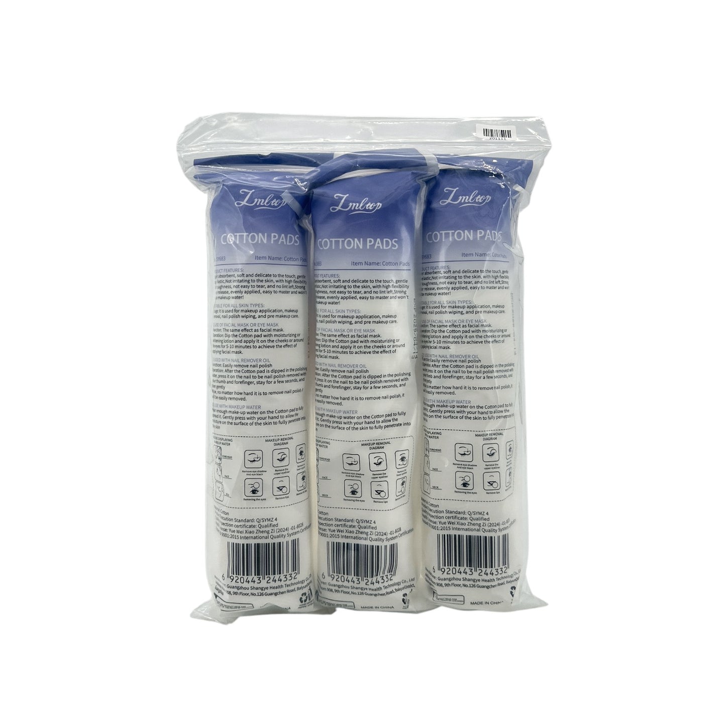Lmltop Round Double-Faced Cosmetic Cotton (1360pcs) 3*120pcs