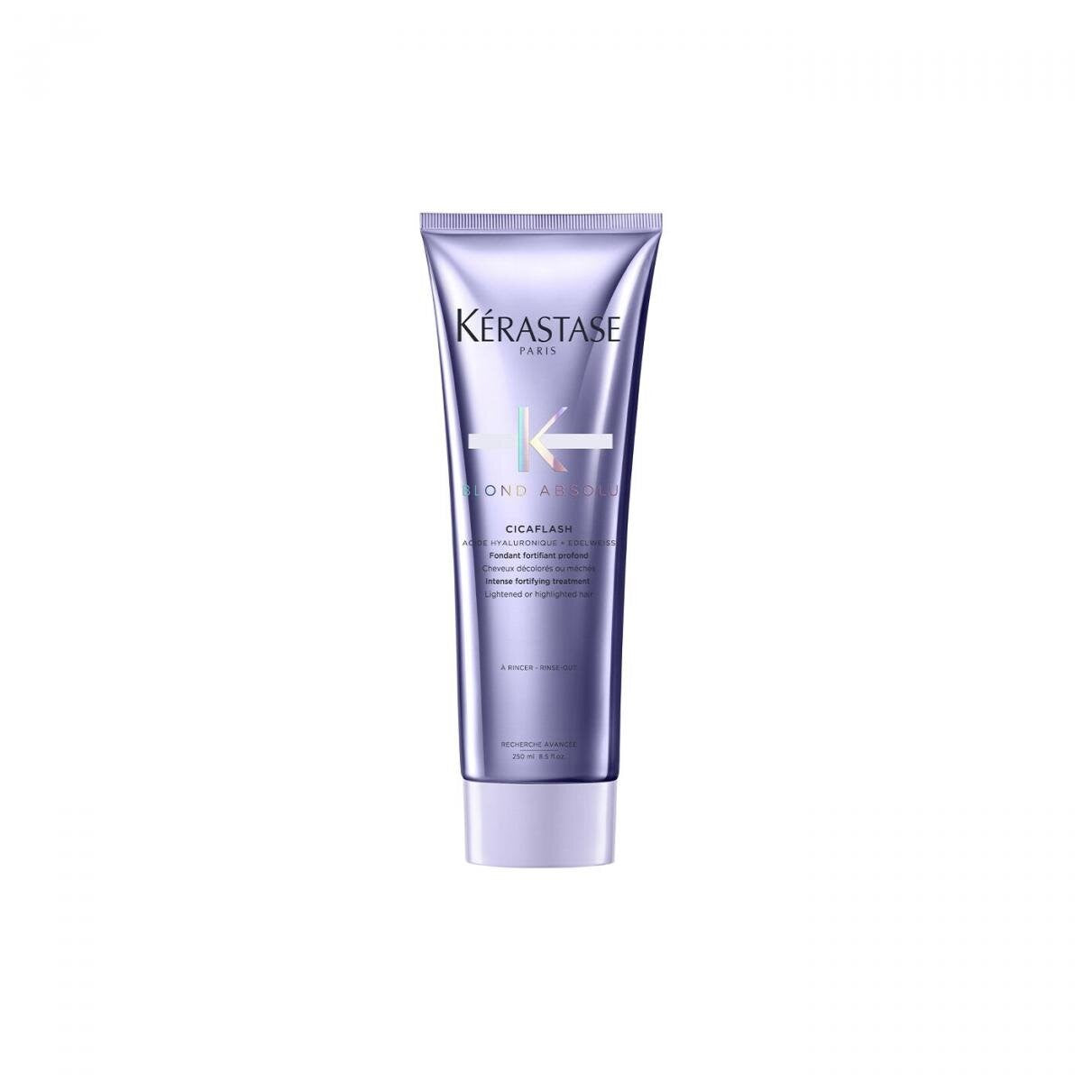 Kerastase Blond Absolu Cicaflash Treatment – 250ml hybrid conditioner-mask with hyaluronic acid and edelweiss for blonde hair, available at Zakura Global.