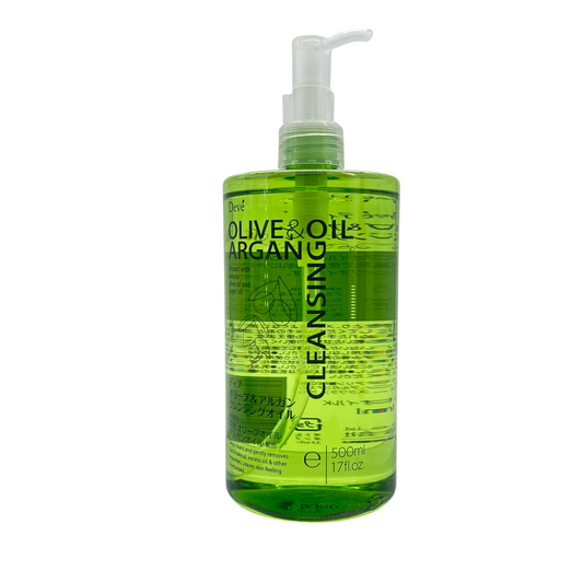 Kumano Olive & Argan Cleansing Oil – 500ml pump bottle, Japanese makeup remover with olive and argan oils, available at Zakura Global.