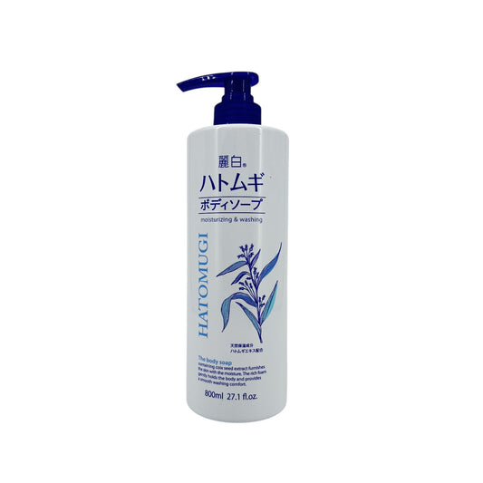 Kumano Hatomugi Moisturizing & Washing Body Soap 800ml bottle for gentle cleansing and hydration from Zakura Global.