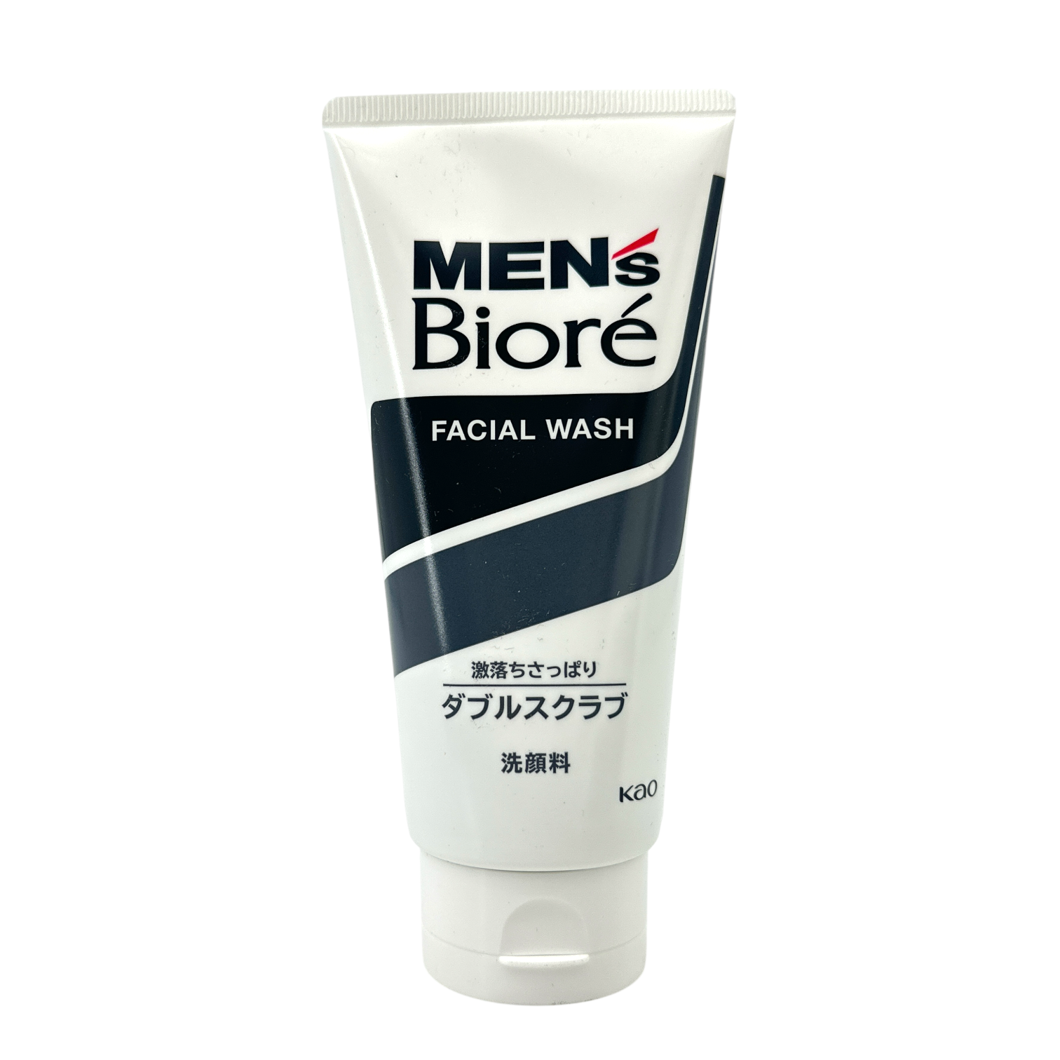 Biore Men's Double Scrub Facial Wash 130g – dual-action exfoliating cleanser for oily and acne-prone skin, available at Zakura Global.

