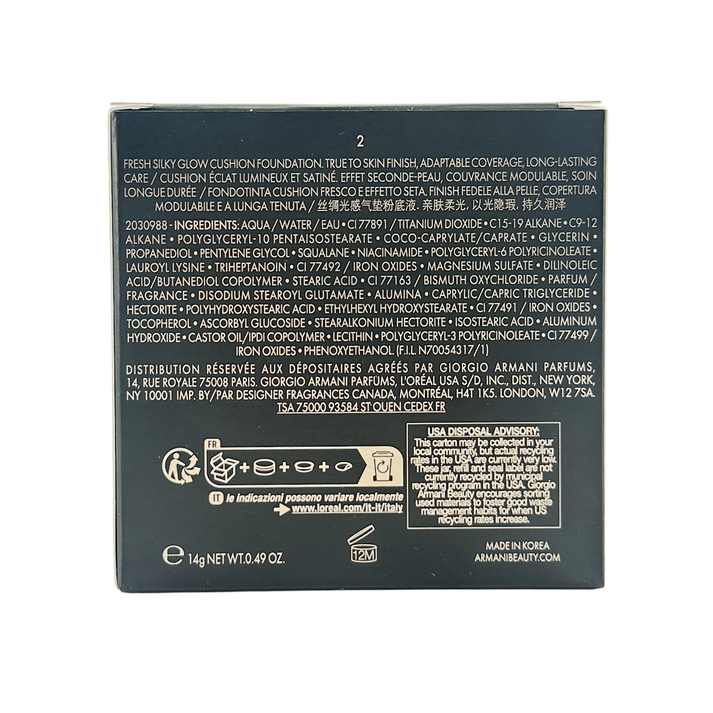 Giorgio Armani Luminous Silk Prima Glow Cushion - 2 14g