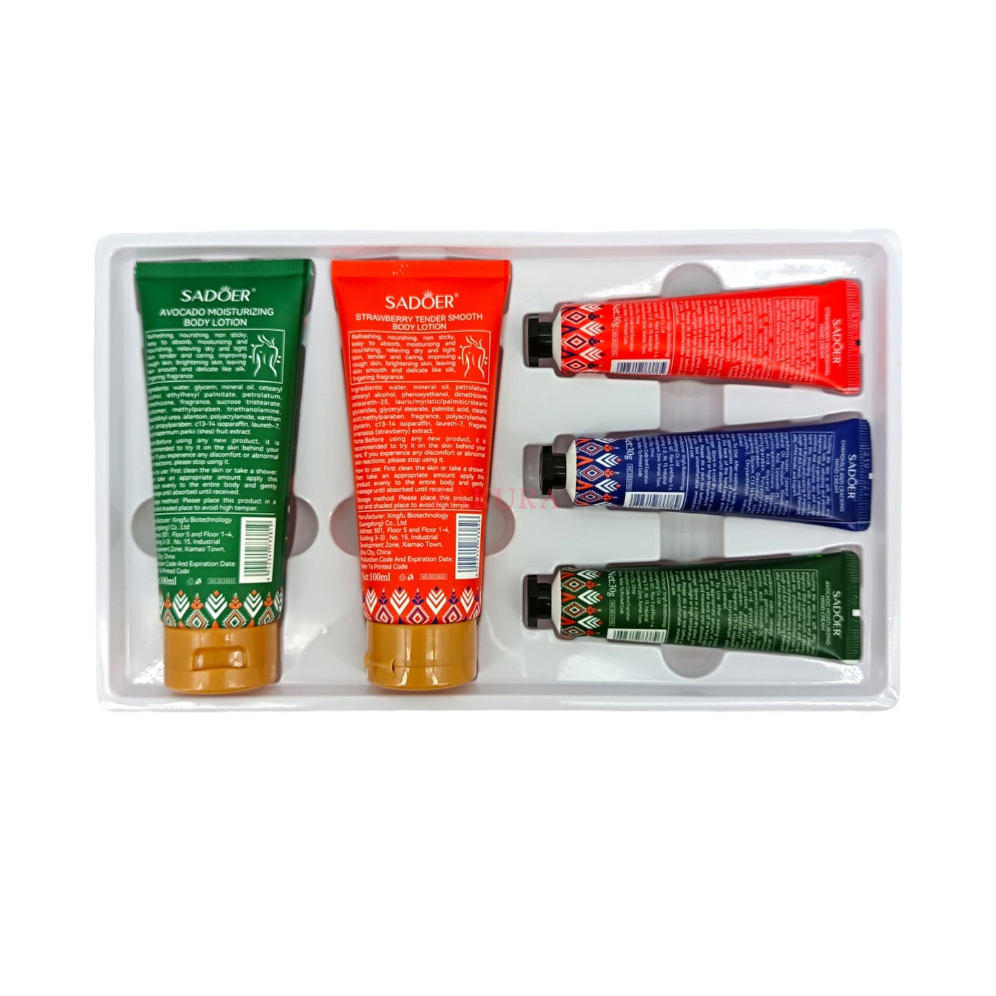 SADOER Christmas Hand & Body Cream Set – 5pcs moisturizing skincare with festive scents, available at Zakura Global.