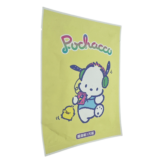 Sanrio Pochacco Warm Paste – 1pc, disposable heat patch with kawaii Pochacco design for warmth and comfort, available at Zakura Global.