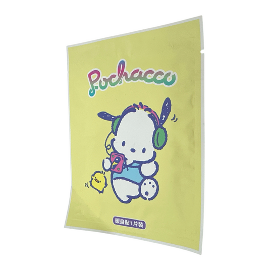 Sanrio Pochacco Warm Paste – 1pc, disposable heat patch with kawaii Pochacco design for warmth and comfort, available at Zakura Global.