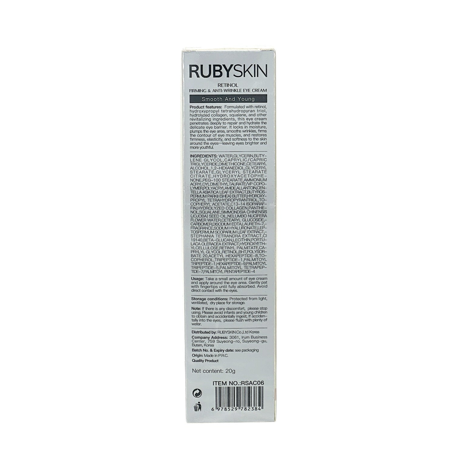 RUBYSKIN Retinol Firming and Anti-wrinkle Eye Cream 20g
