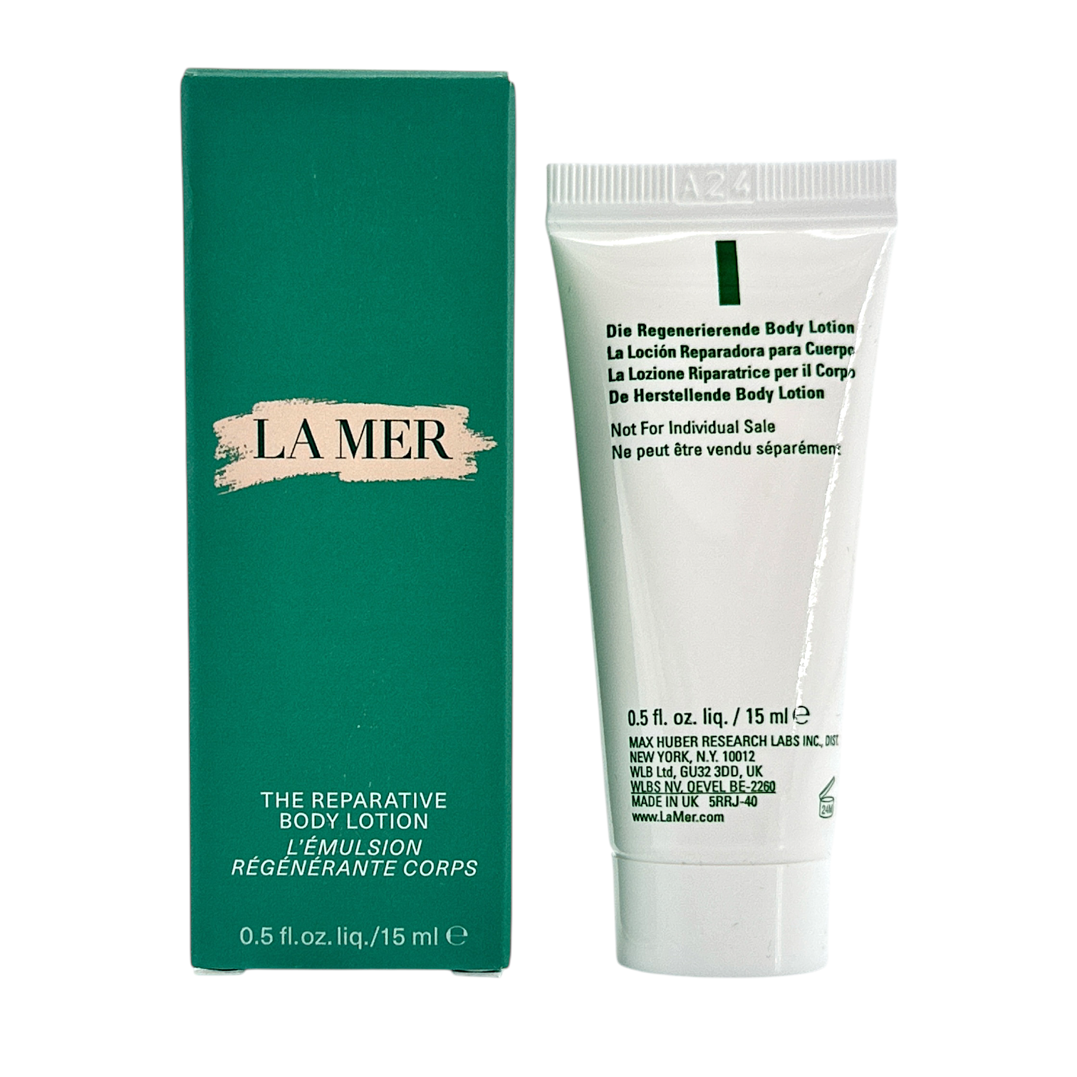 La Mer The Reparative Body Lotion – 15ml miniature with sea-sourced hydration, available at Zakura Global.