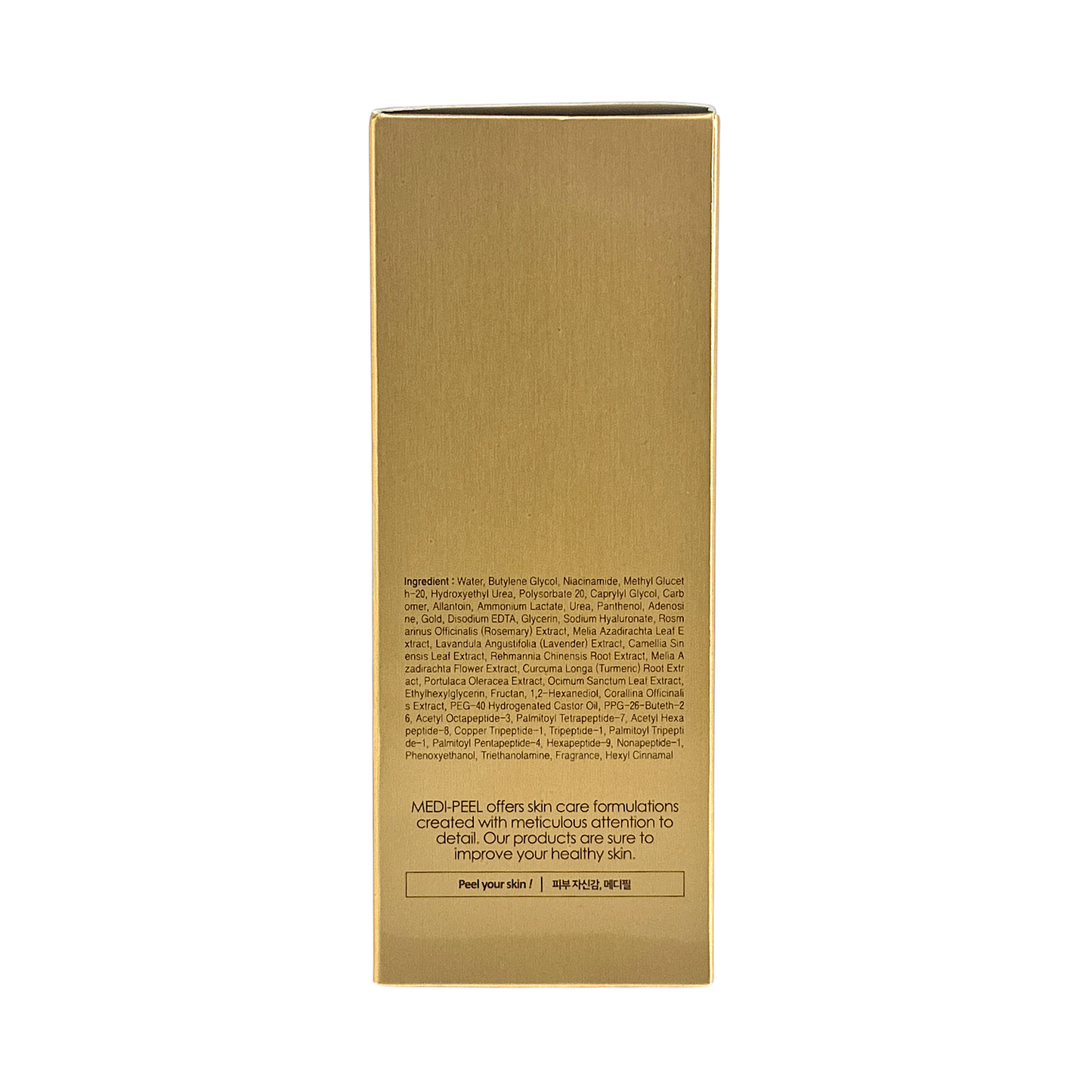 Medi-Peel Luxury 24K Gold Ampoule – 100ml with visible gold flakes in elegant packaging, available at Zakura Global.