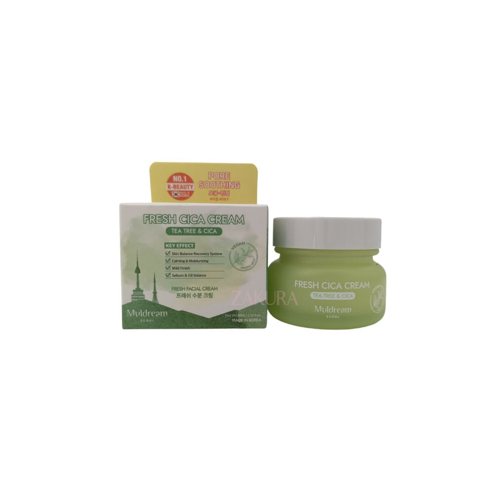 Muldream Vegan Green Mild Facial Cream 60ml (Fresh/ Intense) Fresh