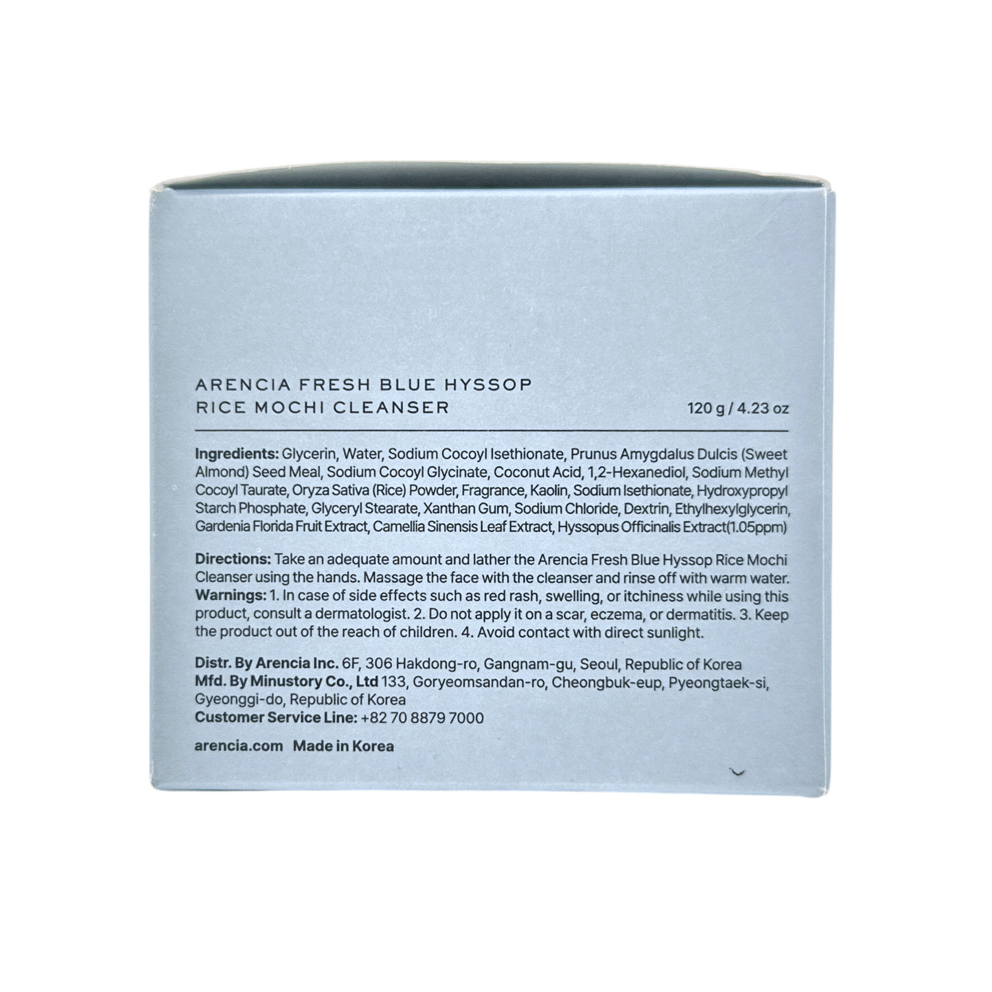 Arencia Fresh Blue Hyssop Rice Mochi Cleanser – Korean mochi-textured cleanser for oily and acne-prone skin, available at Zakura Global.