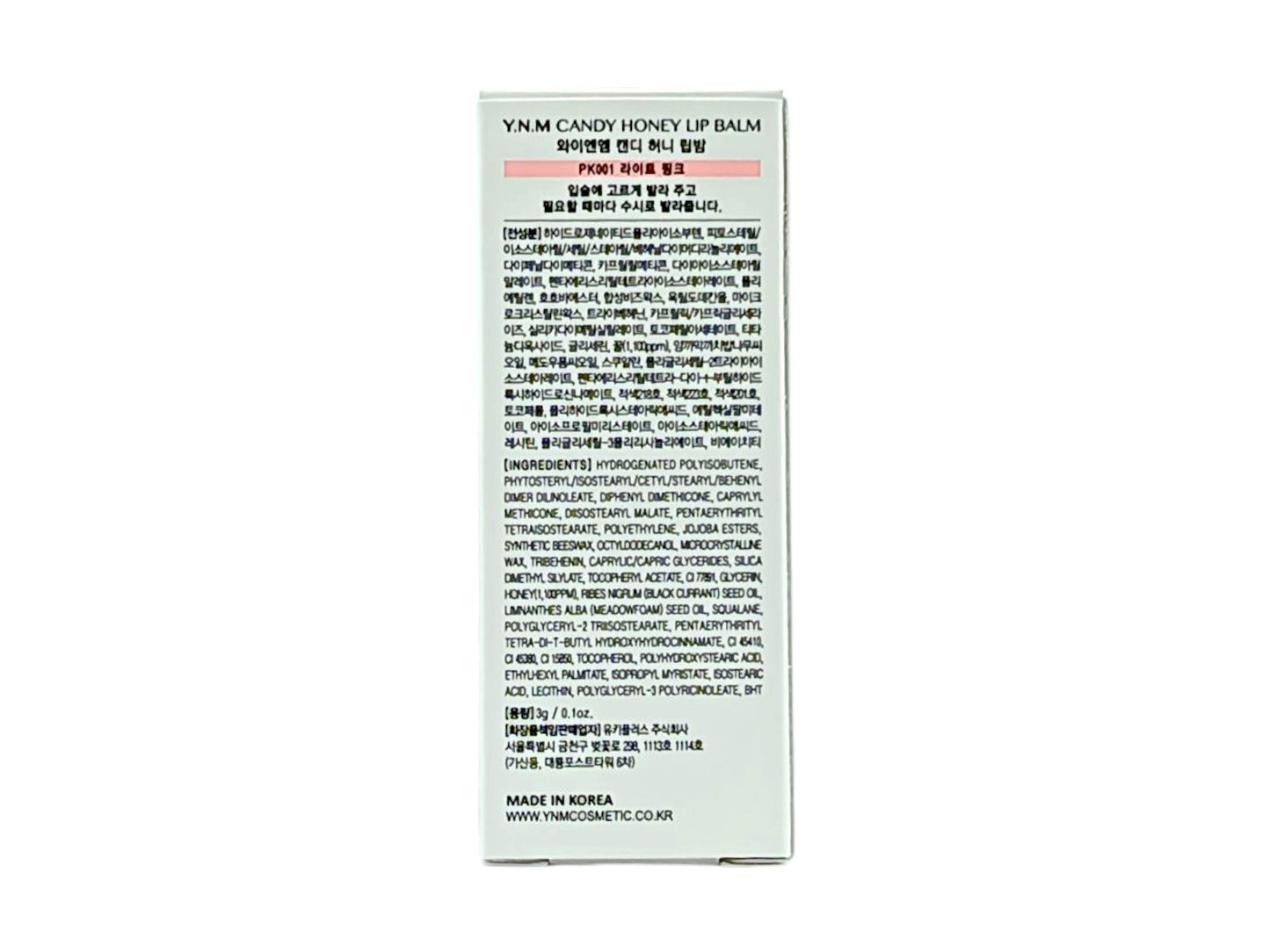 Y.N.M Candy Honey Lip Balm PK001 Light Pink 3.8g – Moisturizing Tint