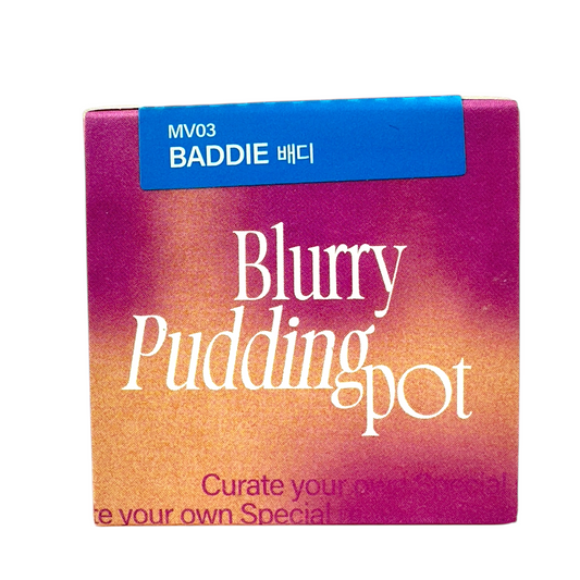 Lip & Cheek Blurry Pudding Pot – Baddie 5g in compact jar, Korean multi-use makeup for lips and cheeks, available at Zakura Global.

