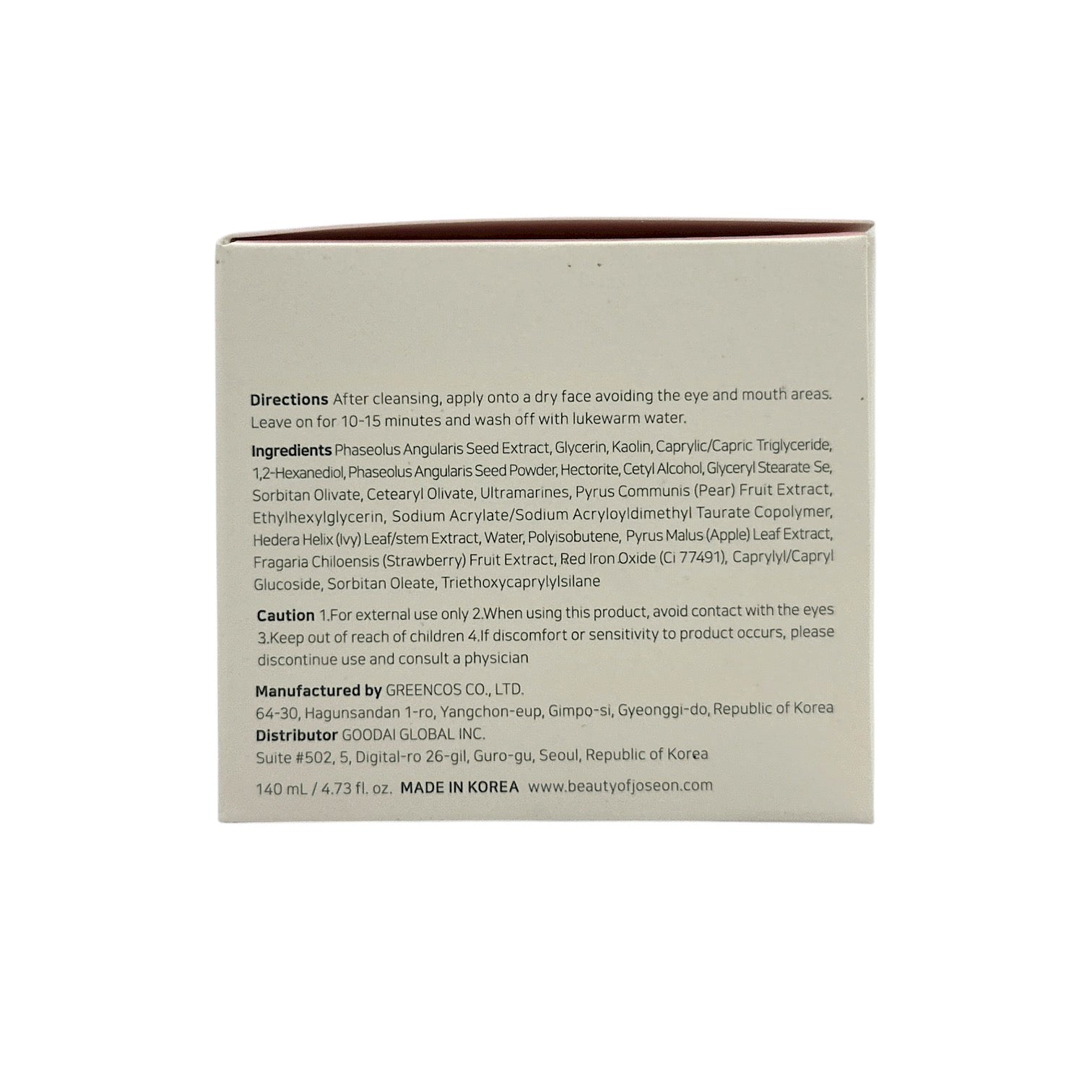 Beauty of Joseon Red Bean Refreshing Pore Mask 140ml