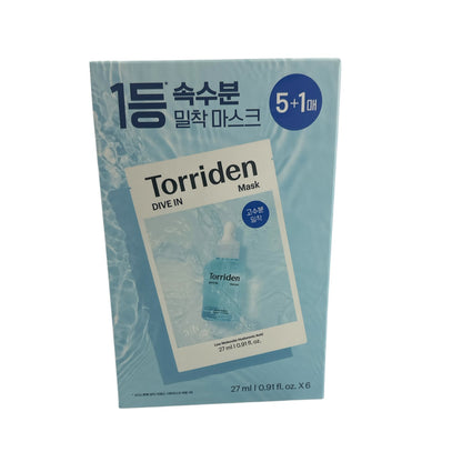 Torriden Dive-In Low Molecule Hyaluronic Acid Mask Pack 27ml x5+1pcs