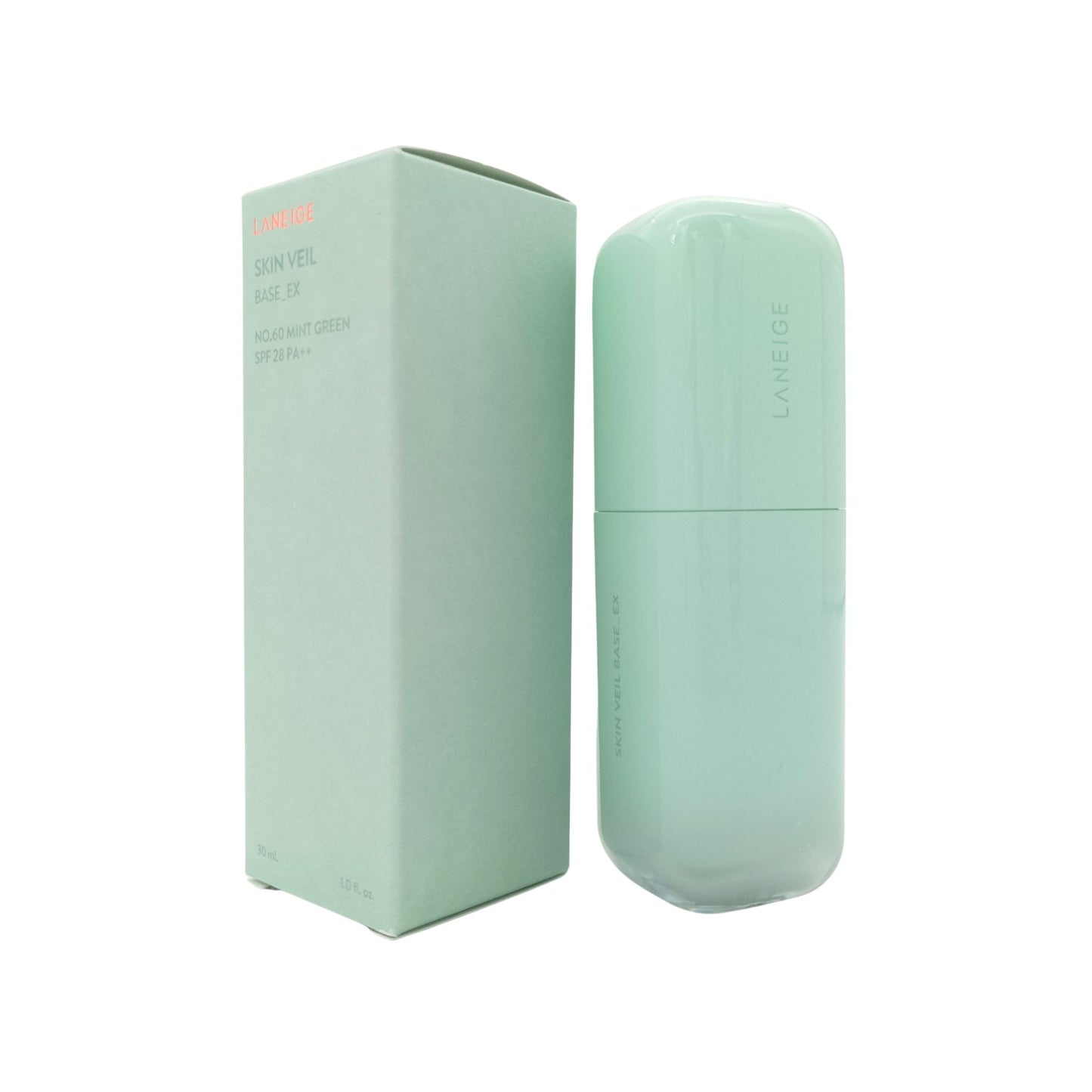 Laneige Skin Veil Base_EX SPF28 Mint Green 30ml – Color-correcting primer with SPF protection available at Zakura Global.