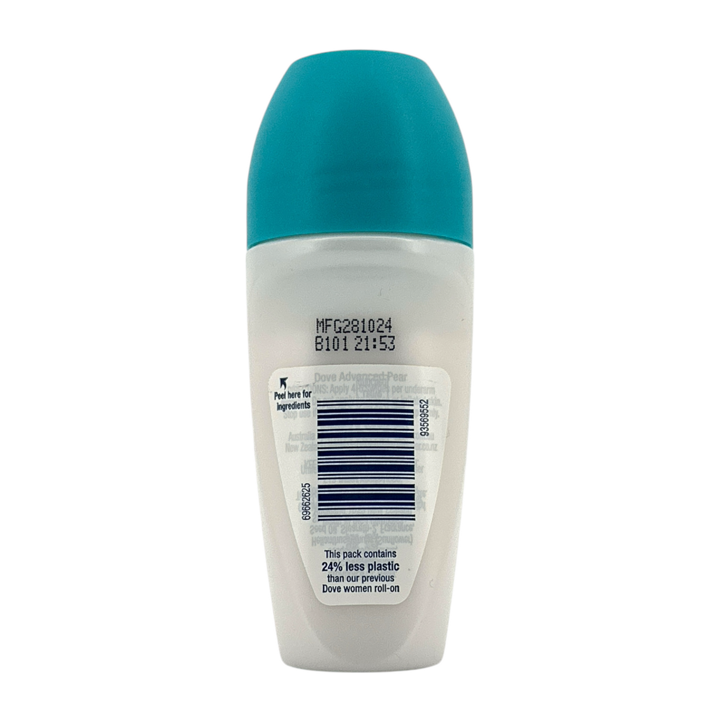 Dove Roll On Pear & Aloe Vera 50ml – gentle deodorant with fresh scent and skin care benefits, available at Zakura Global.