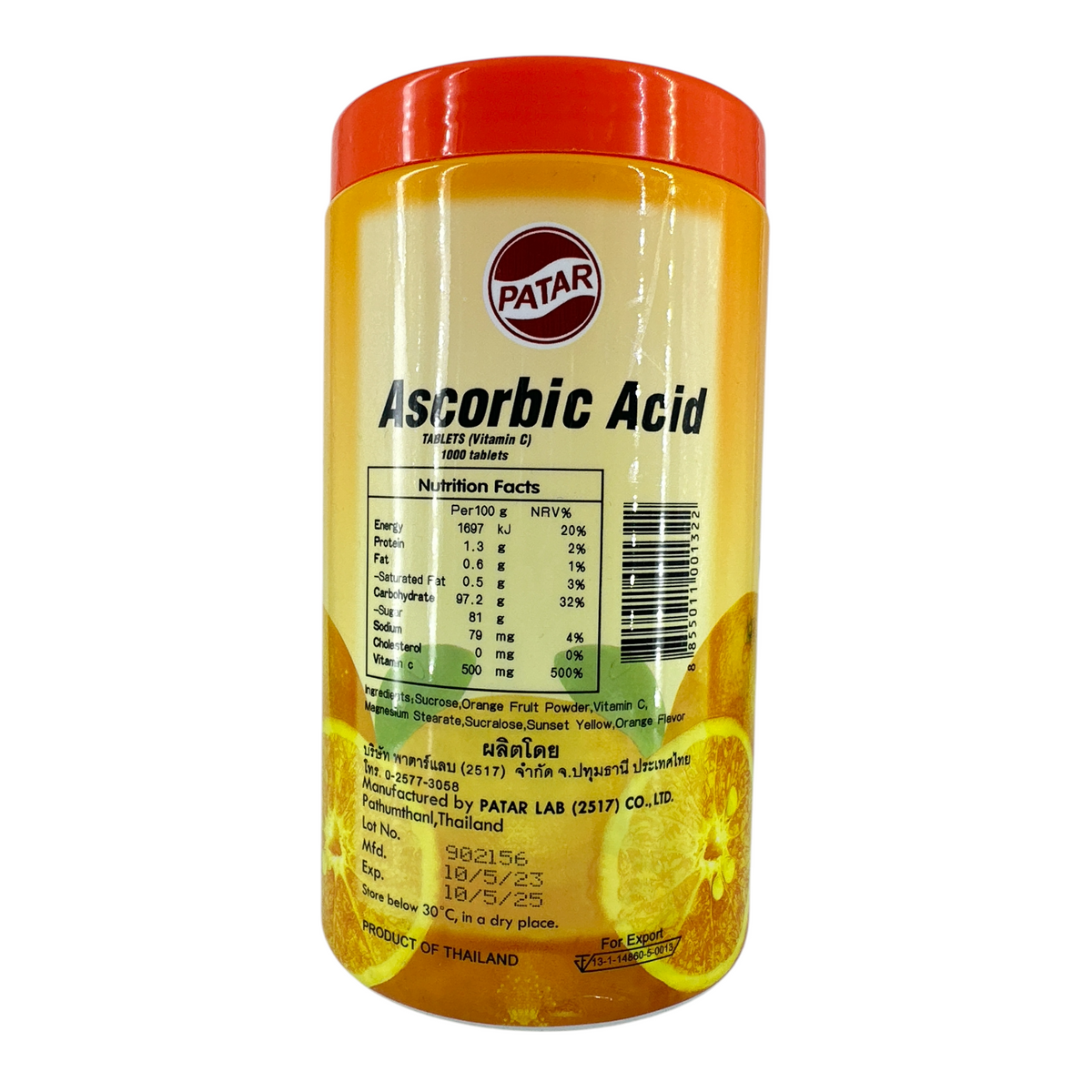 PATAR Ascorbic Acid Vitamin C 1000tabs